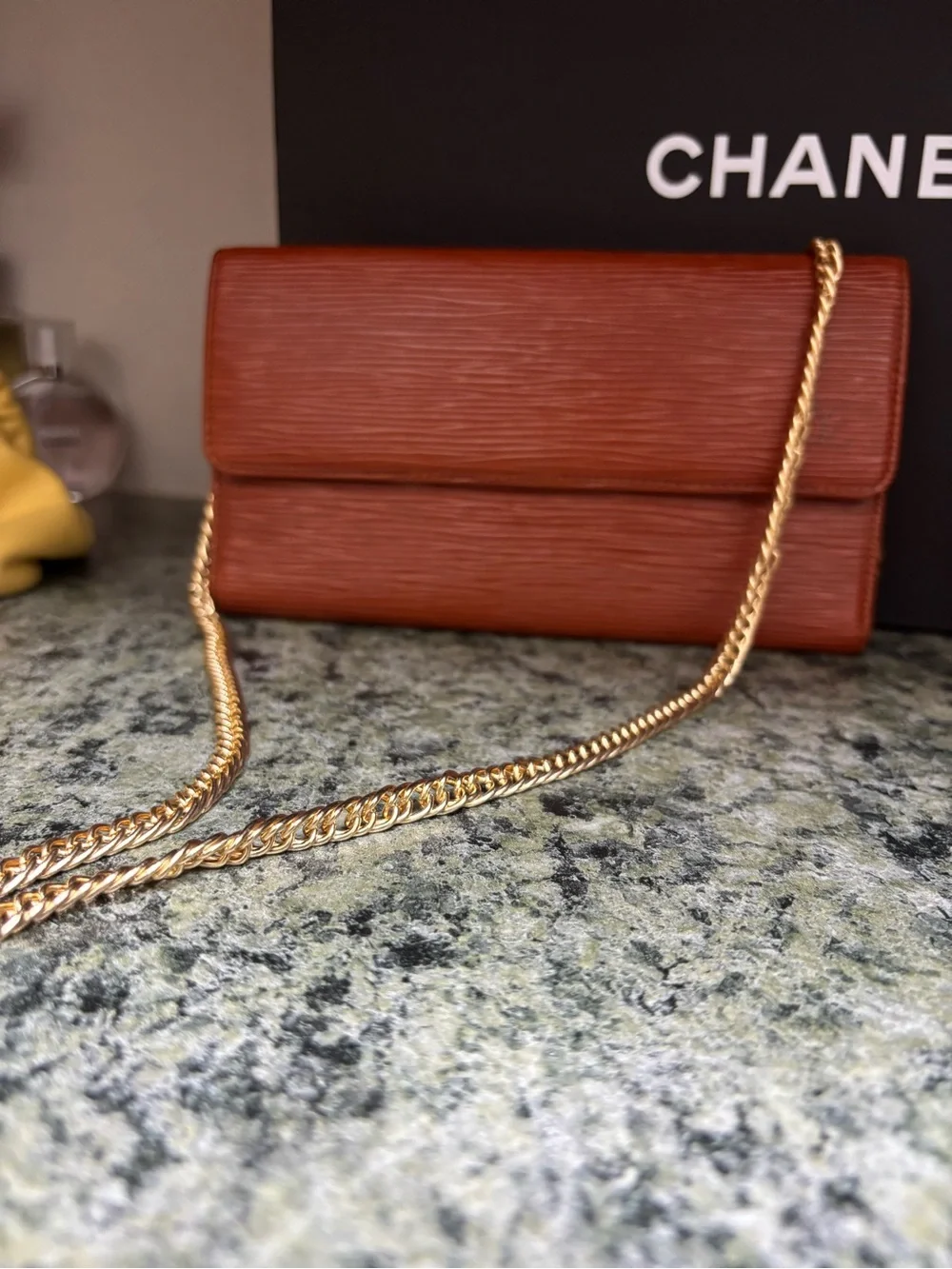 Louis Vuitton Epi Leather Wallet in Cognac beautiful color! With crossbody chain